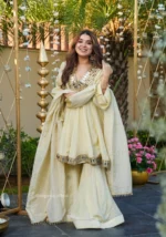 Real Mirror Work Jari Silk Sharara Suit Ready to Wear Premium Set - Image 2