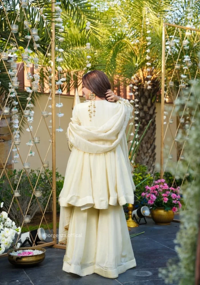 Real Mirror Work Jari Silk Sharara Suit Ready to Wear Premium Set - Image 5