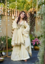 Real Mirror Work Jari Silk Sharara Suit Ready to Wear Premium Set - Image 6