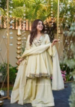 Real Mirror Work Jari Silk Sharara Suit Ready to Wear Premium Set - Image 8
