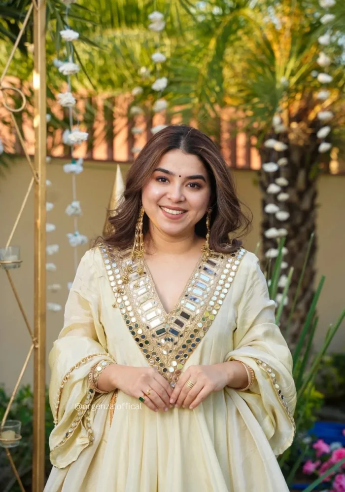Real Mirror Work Jari Silk Sharara Suit Ready to Wear Premium Set - Image 9