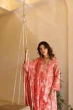 Gulnaar Blush Floral Cotton Suit Set with Dupatta - Image 4